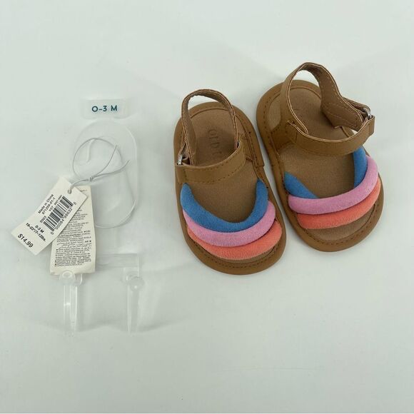 Old Navy Baby Girl’s Gradiant Rainbow Strappy Mixed Material Sandals 3 Months - Picture 10 of 14